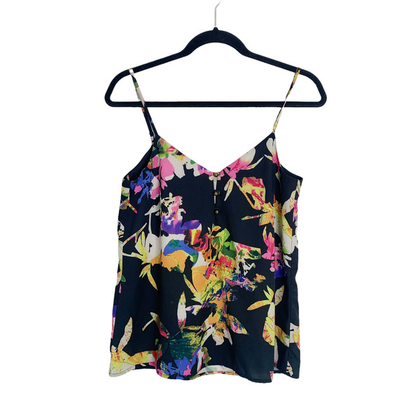 Yumi Kim Tops - Yumi Kim Size XS Black Graphic Floral Polyester Tank Top Button Neckline